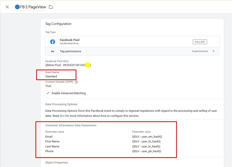 FB Pixel PageView with Advanced Matching