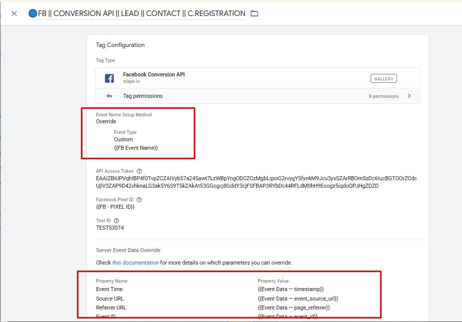 Facebook Conversion API — server tag
