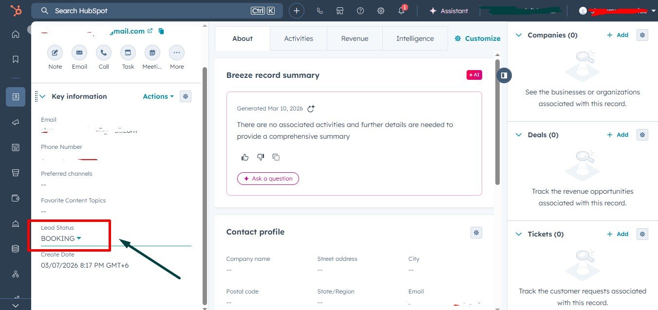 Step 4 — Qualified lead inside the CRM (HubSpot)