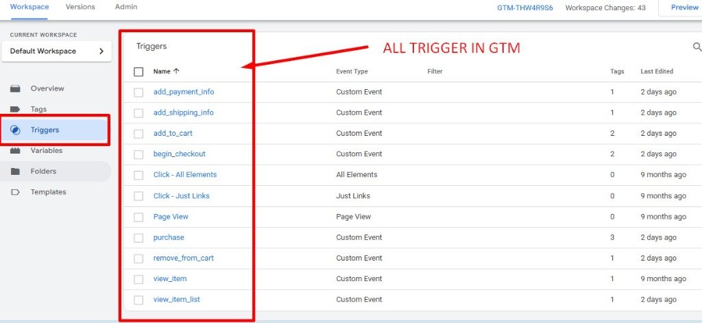 All custom event triggers in GTM